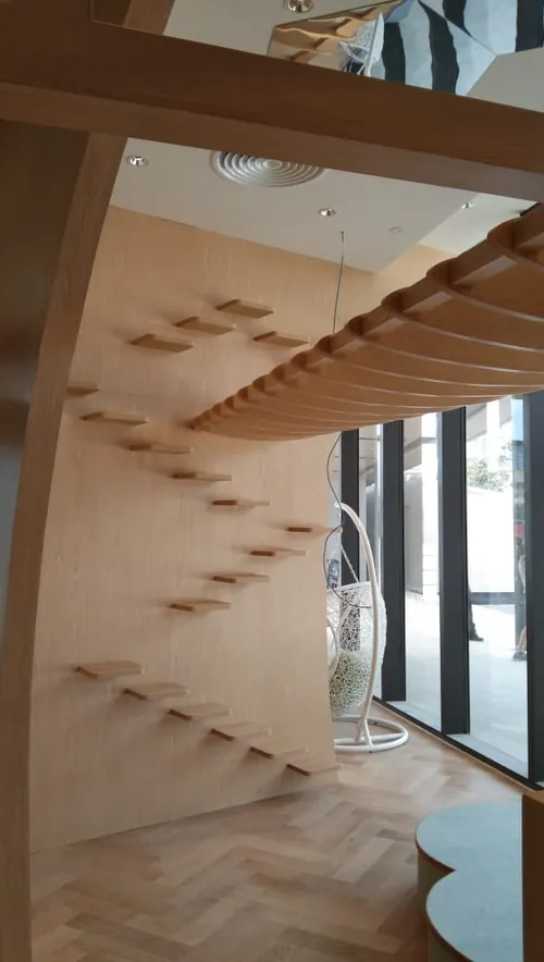 Floating timber staircase at Mitsui Lalaport